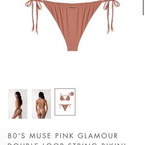 NWOT 80’s muse pink double string bikini bottom